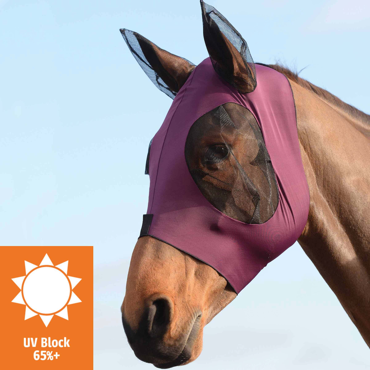 Fly mask Stretch insect eye protector with ears, grey/black