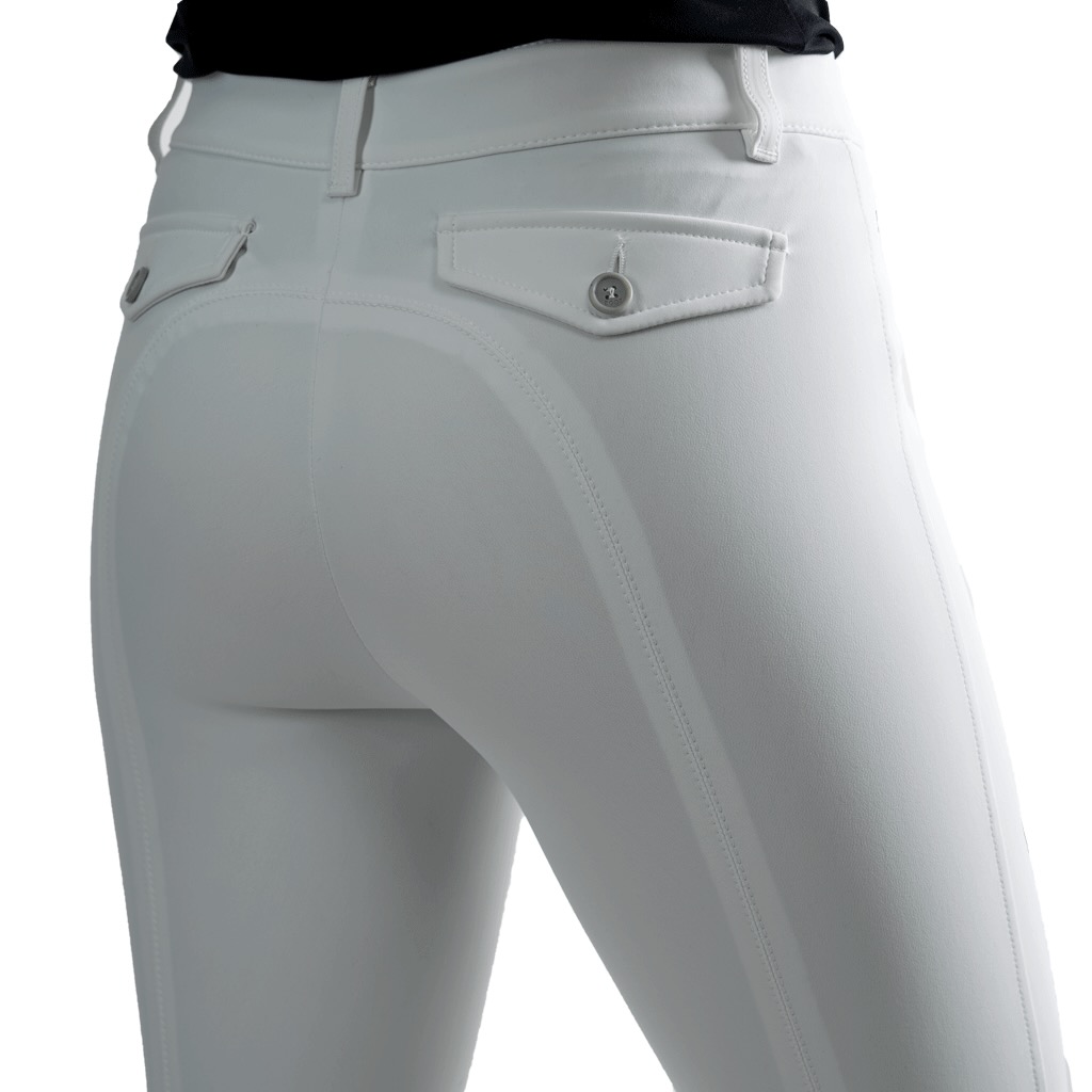 PT Breeches, Grip knee patches, white
