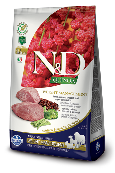 N&D Quinoa, Trockenfutter Hunde, Adult, Weight Management, Lamm & Broccoli, 7 Kg