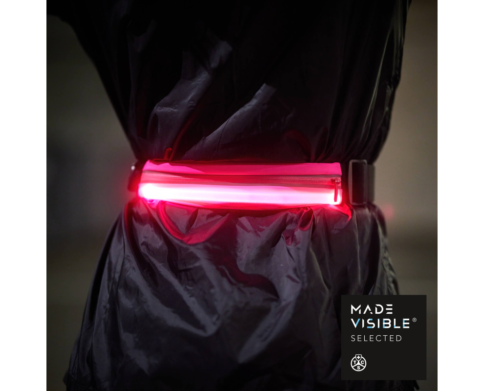 Running belt with integrated pocket, with LED