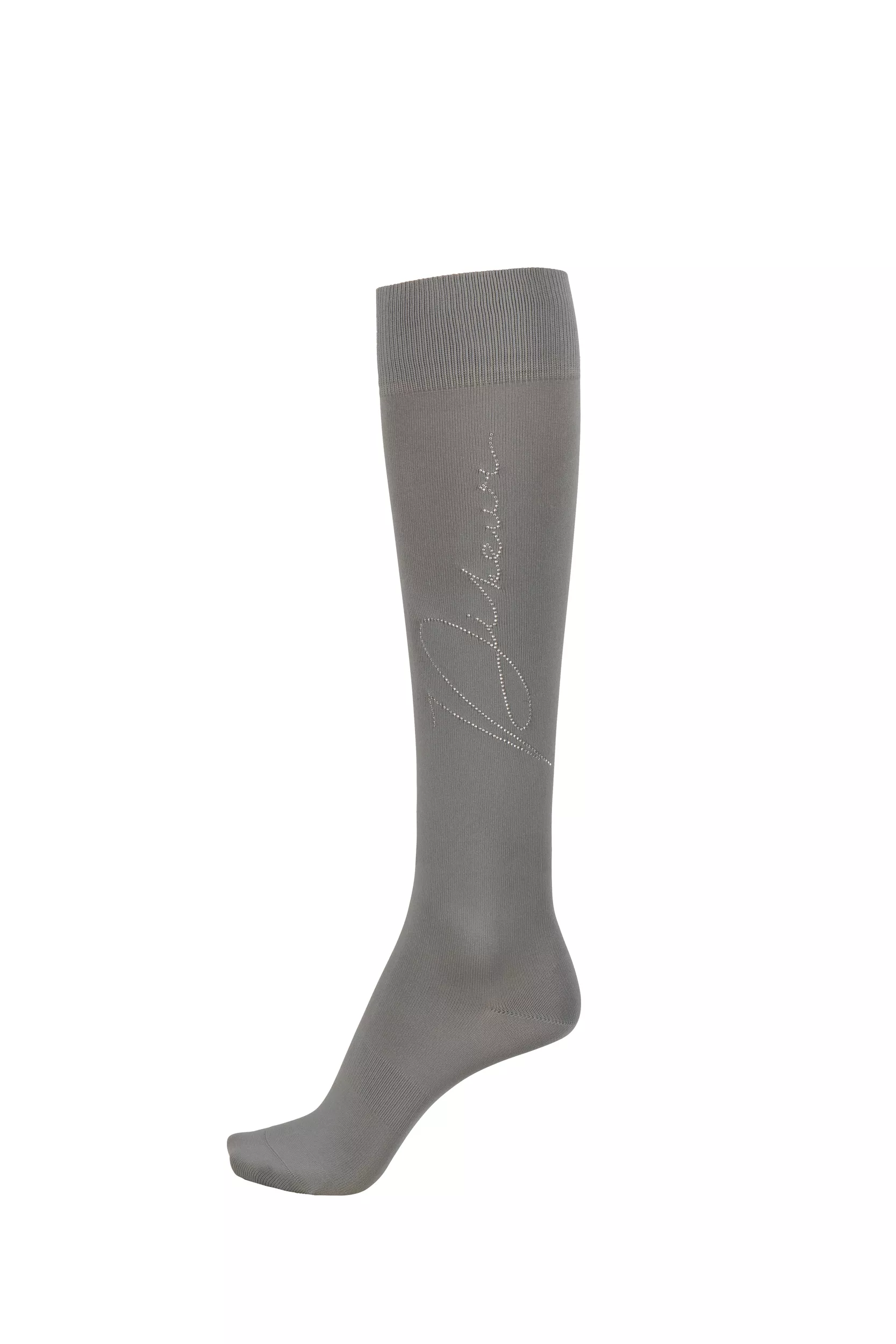 KNIE-STRUMPF riding socks with Rhinestuds, light grey / light grey
