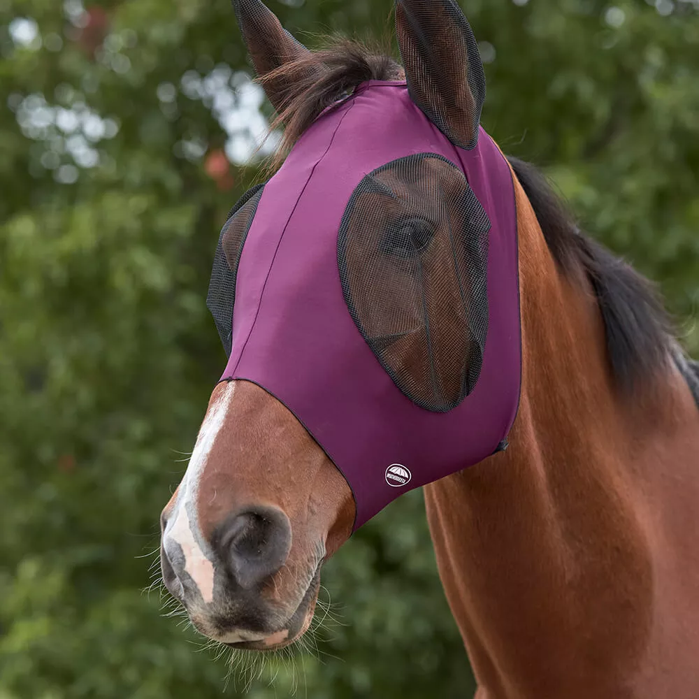 Fly Mask Stretch Insect Eye Protector with Ears and Crested Hole purple/black